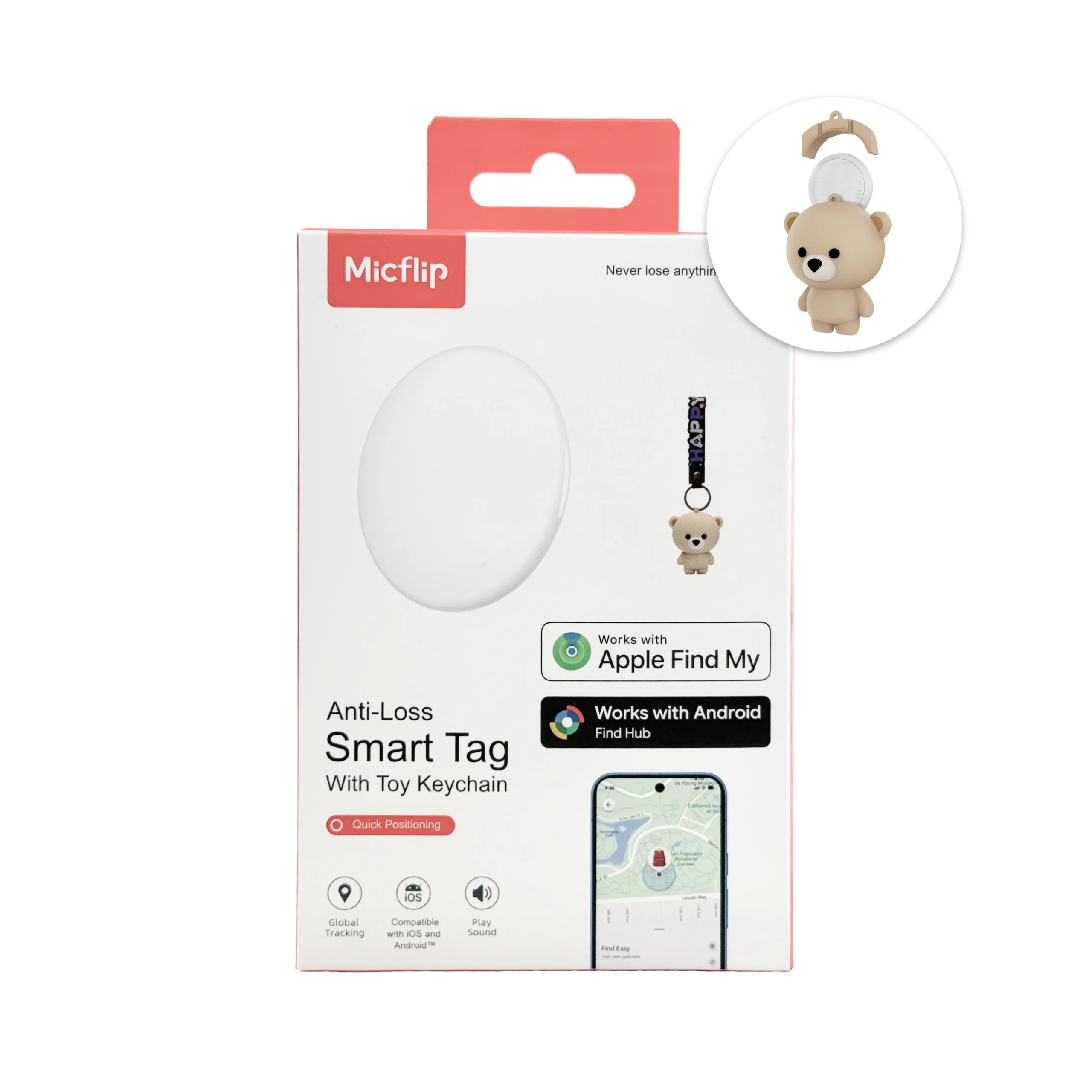 rastreador tag para niños con llavero de oso y pollo compatible con apple find my