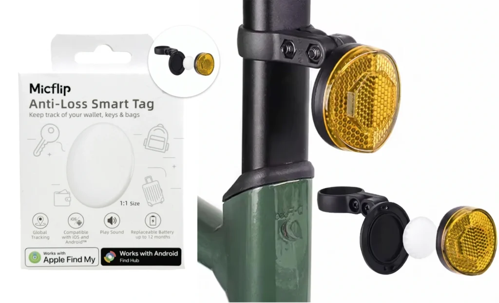 reflector rastreador anti robo de bicicleta con tag apple find my