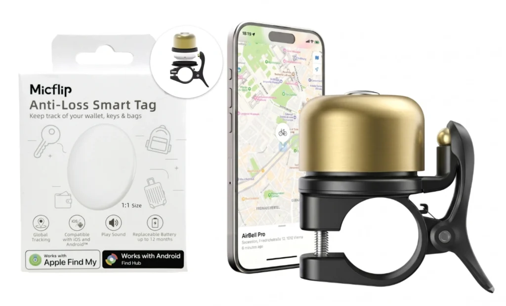 Timbre rastreador anti robo de bicicleta con tag apple find my